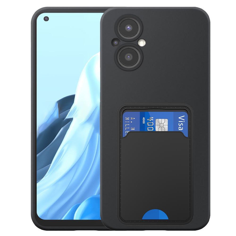 Geschikt voor Oppo Reno 7 Lite
  Telefoonhoesje met TPU Pasjeshouder - Flexible Back Cover Case Siliconen TPU
  with Cardslot - Zwart - Smartphonica