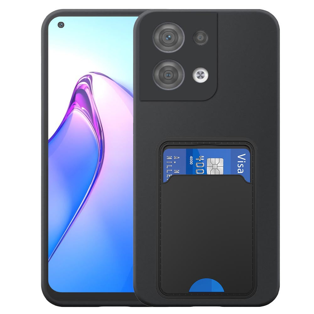 Geschikt voor Oppo Reno 8 5G
  Telefoonhoesje met TPU Pasjeshouder - Flexible Back Cover Case Siliconen TPU
  with Cardslot - Zwart - Smartphonica