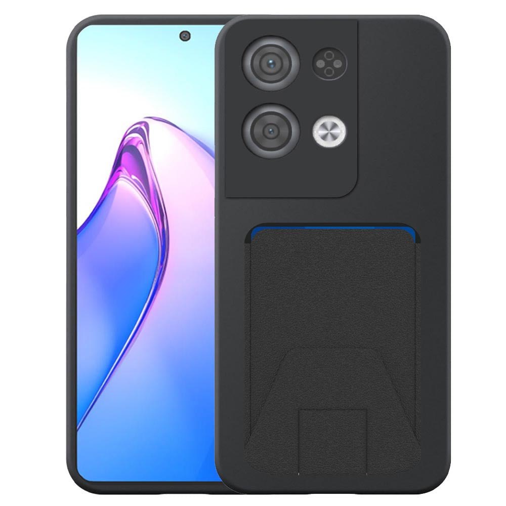 Geschikt voor Oppo Reno 8 Pro
  Telefoonhoesje met Verstelbare Leren Pasjeshouder - Flexible Back Cover Case
  Siliconen TPU with Adjustable Leather Cardslot - Zwart - Smartphonica