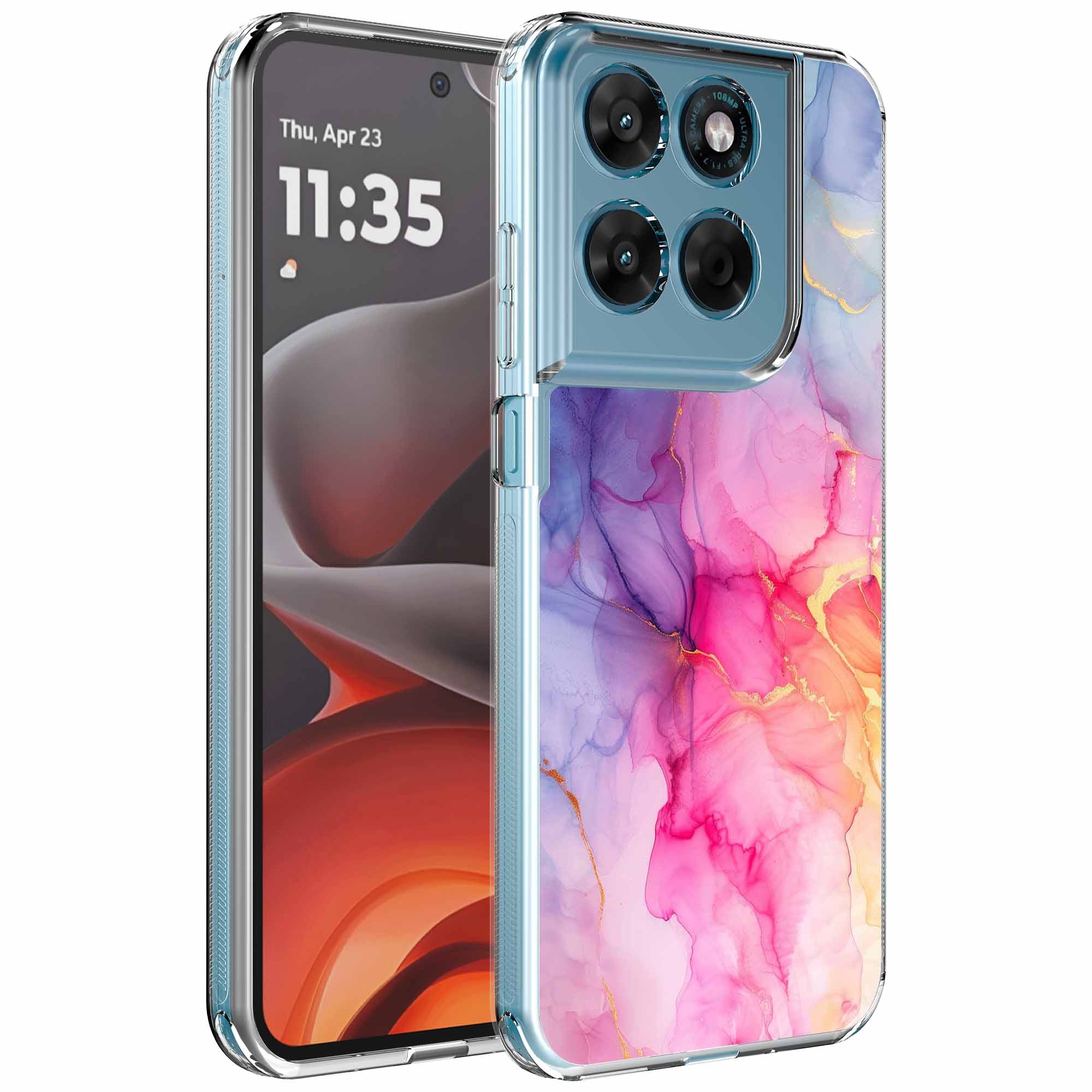 Geschikt voor Motorola Moto G15
  Telefoonhoesje met Regenboog Marmer opdruk - Draadloos op te laden -
  Shockproof Siliconen TPU Strong Case - Sterk Schokbestendig Telefoonhoesje