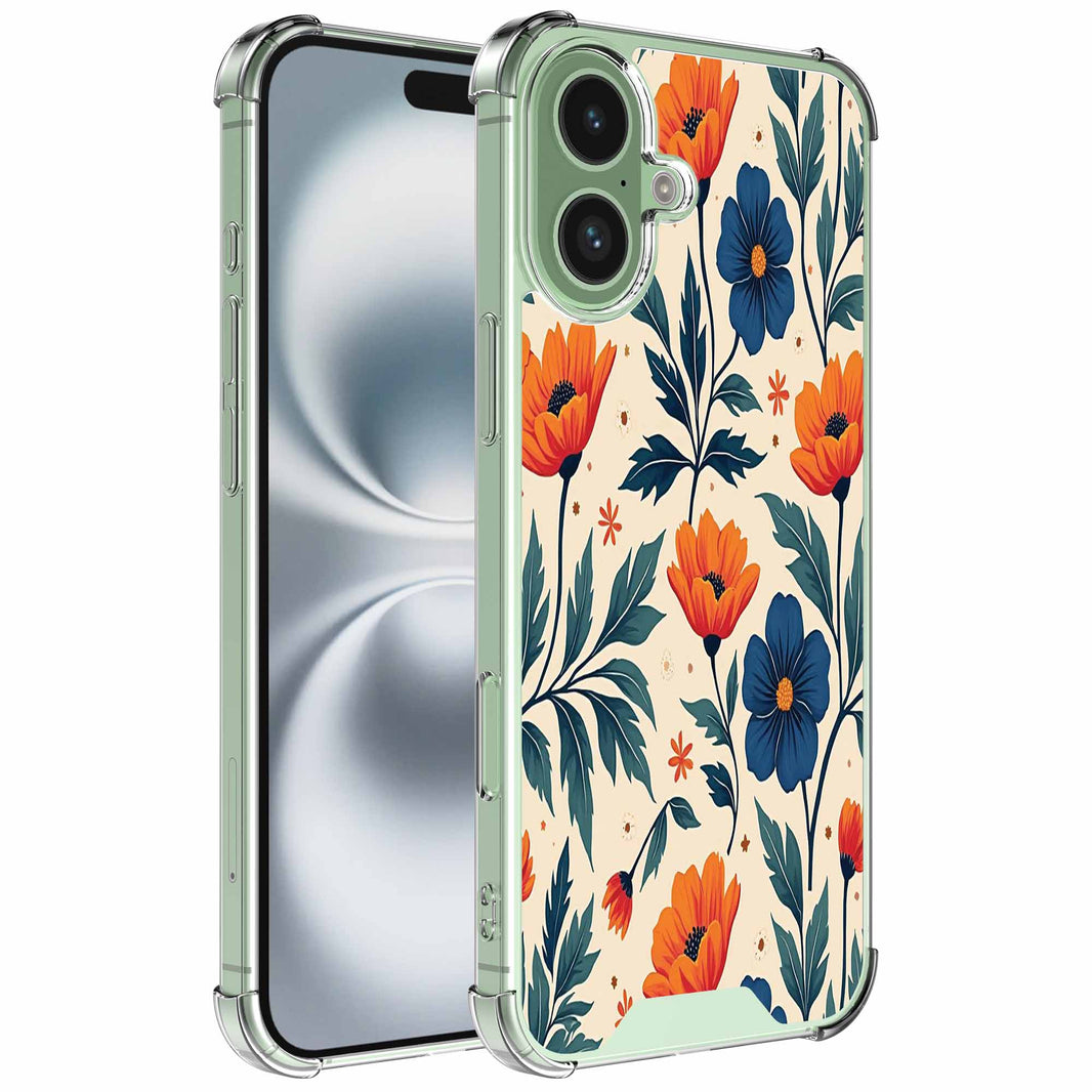 Geschikt voor iPhone 16 Plus
  Telefoonhoesje met Rode en Blauwe Bloemen opdruk - Draadloos op te laden -
  Shockproof Siliconen TPU Strong Case - Sterk Schokbestendig Telefoonhoesje