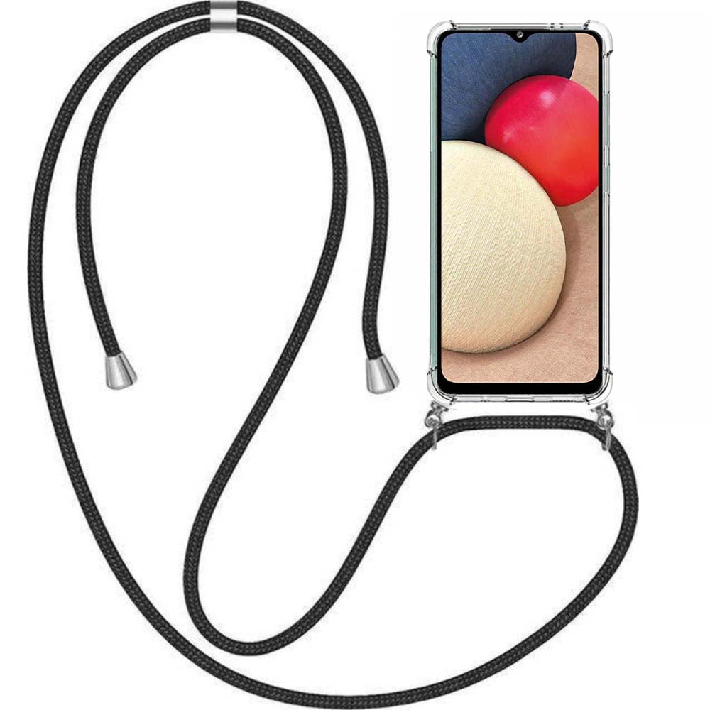 Telefoonhoesje
  Geschikt voor Samsung Galaxy A02s met Koord en Stootrand - TPU Backcover
  Shockproof met Lanyard - Smartphonica