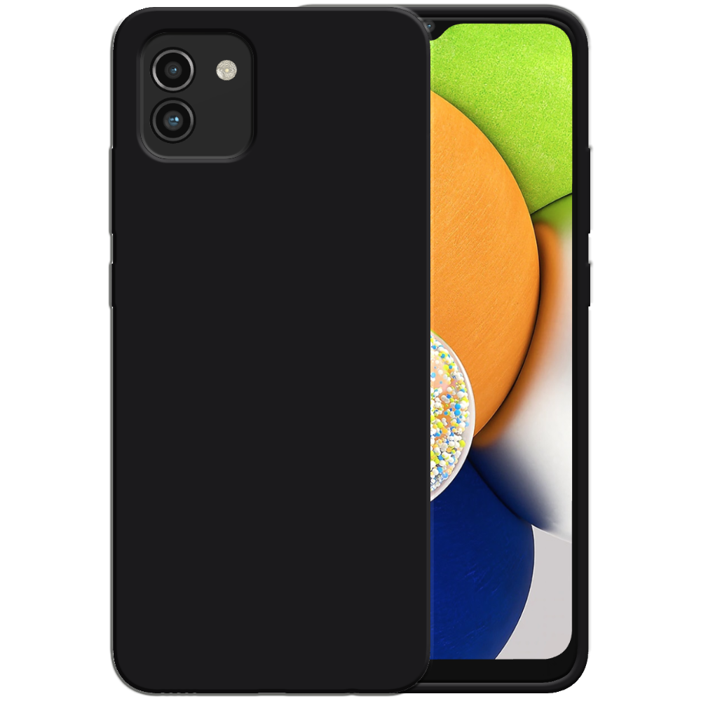 Siliconen hoesje voor Samsung Galaxy A03  case met zachte binnenkant - Zwart