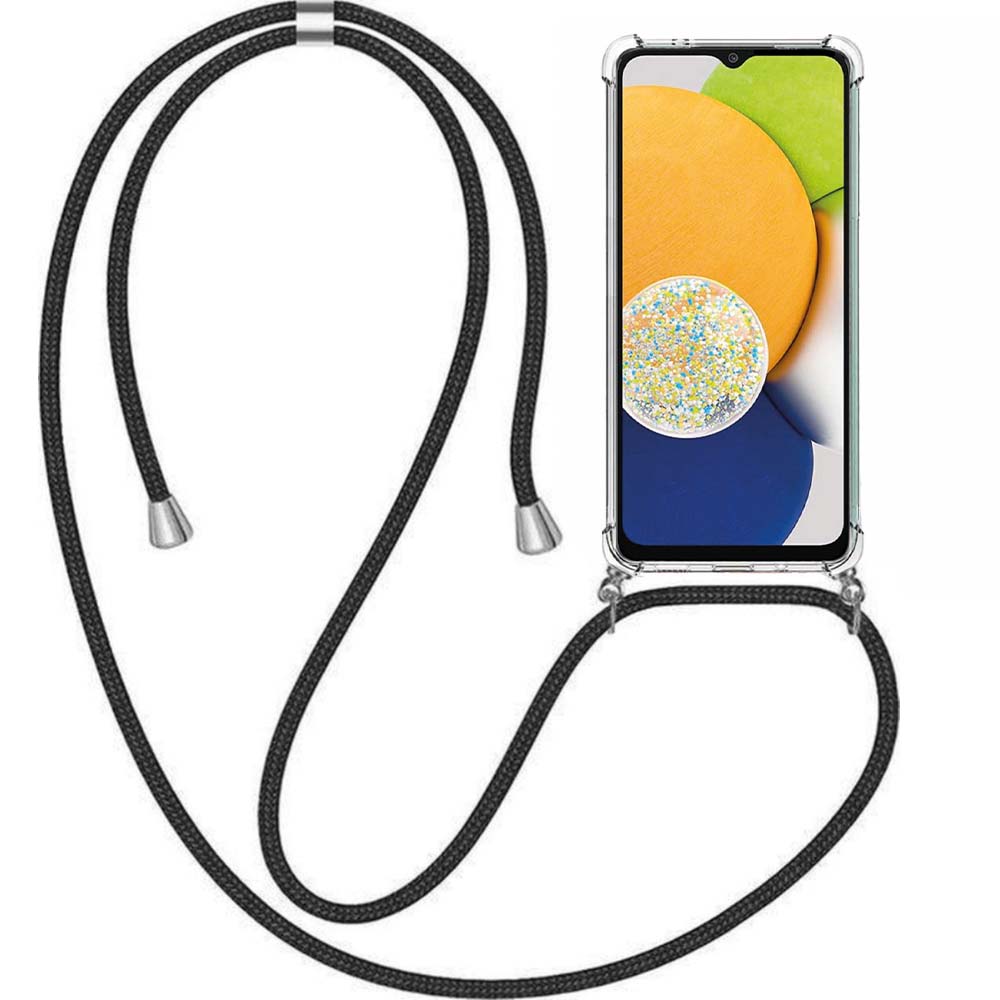 Telefoonhoesje Geschikt voor Samsung
  Galaxy A03 met Koord en Stootrand - TPU Backcover Shockproof met Lanyard -
  Smartphonica