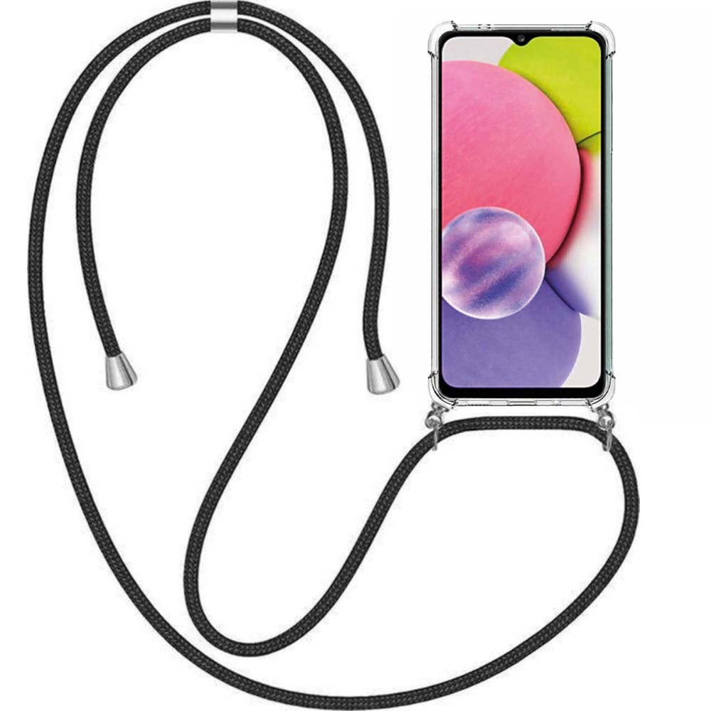 Telefoonhoesje Geschikt voor Samsung
  Galaxy A03s met Koord en Stootrand - TPU Backcover Shockproof met Lanyard -
  Smartphonica