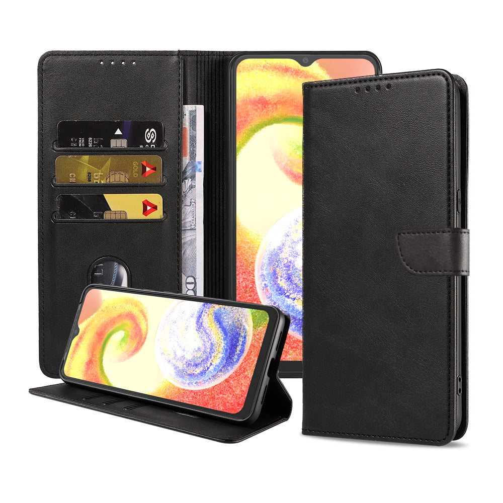 Geschikt voor Samsung Galaxy A04
  Telefoonhoesje Kunstleer met Magnetisch lipje en Pasjeshouder Book Case met
  Klepje - Zwart - Smartphonica