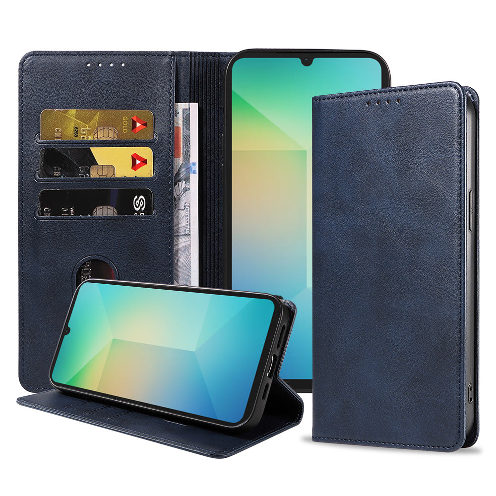 Telefoonhoesje Geschikt voor Samsung
  Galaxy A06 Kunstleer met Magnetische sluiting en Pasjeshouder Bookcase met
  Klepje - Blauw