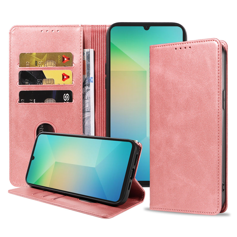 Telefoonhoesje Geschikt voor Samsung
  Galaxy A06 Kunstleer met Magnetische sluiting en Pasjeshouders Bookcase met
  Klepje - Roze