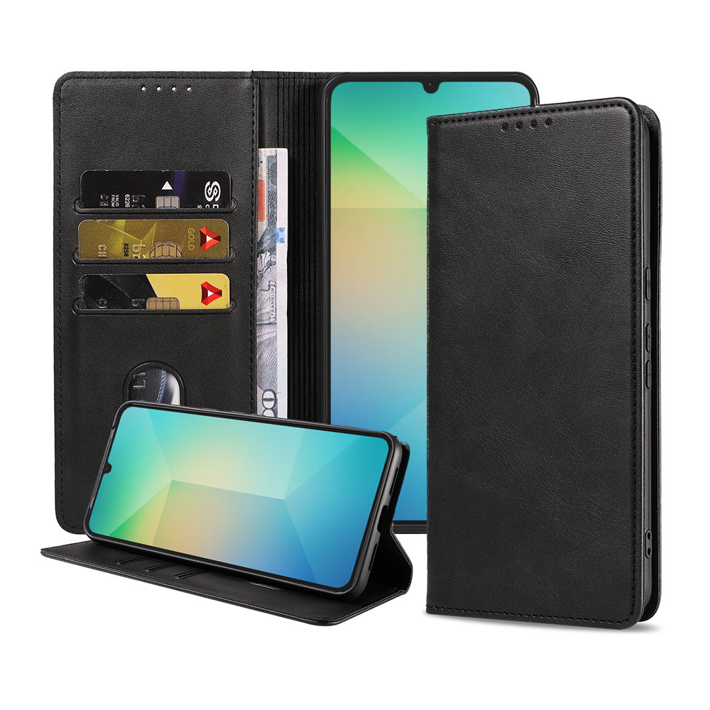Telefoonhoesje Geschikt voor Samsung
  Galaxy A06 Kunstleer met Magnetische sluiting en Pasjeshouders Bookcase met
  Klepje - Zwart
