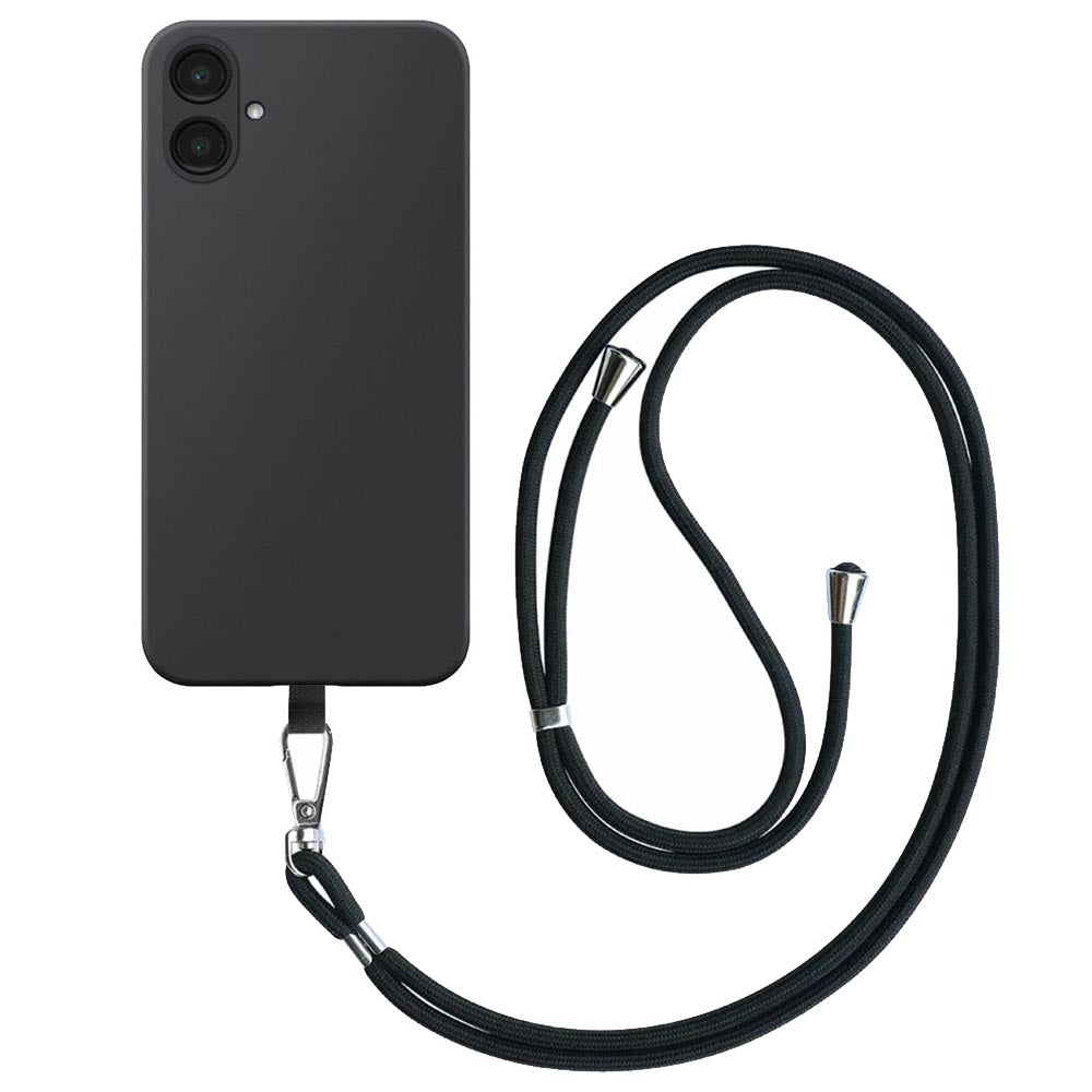 Geschikt voor Samsung
  Galaxy A06 Telefoonhoesje met Afneembaar Zwart Koord - Flexible Back Cover
  Case Siliconen TPU with Black Lanyard - Zwart - Smartphonica
