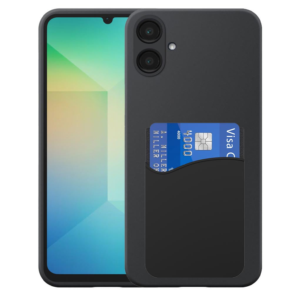Geschikt voor Samsung
  Galaxy A06 Telefoonhoesje met Siliconen Pasjeshouder - Flexible Back Cover
  Case Siliconen TPU with Silicone Cardslot - Zwart - Smartphonica