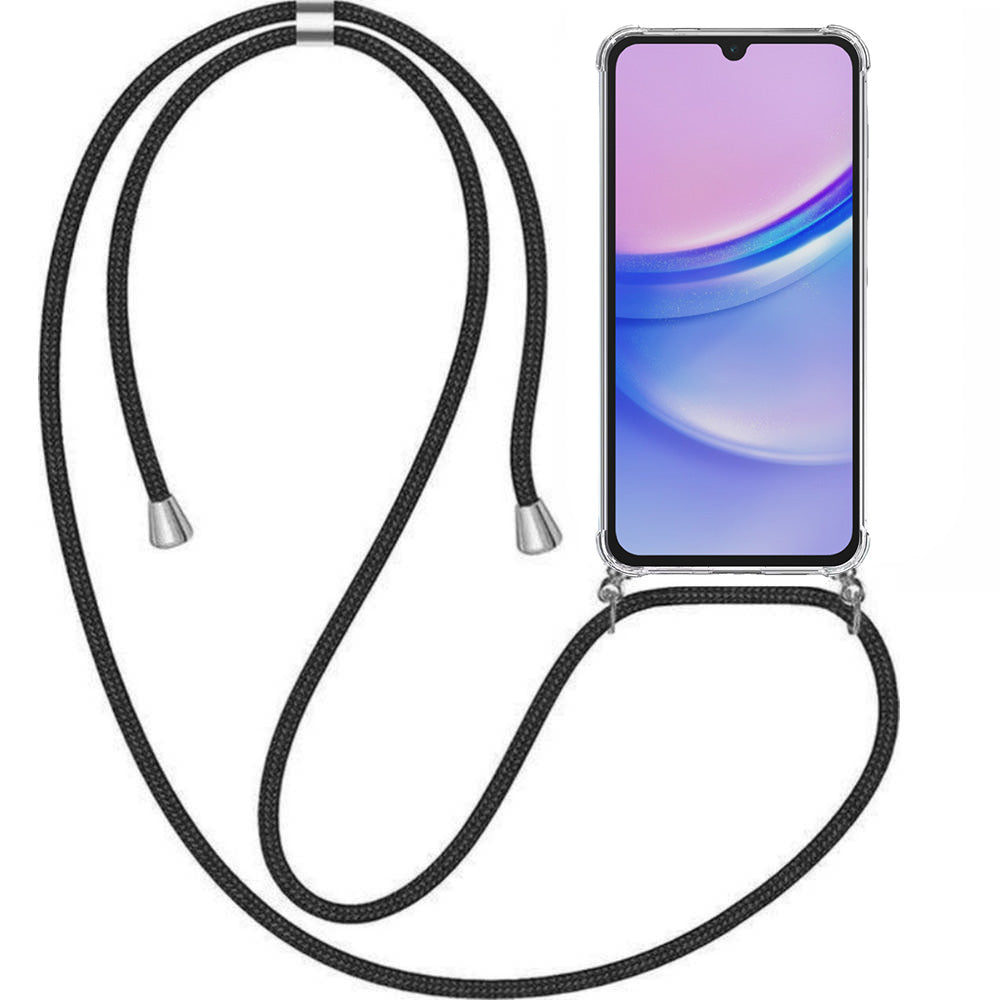 Telefoonhoesje Geschikt voor Samsung
  Galaxy A15 met Koord en Stootrand - TPU Backcover Shockproof met Lanyard -
  Smartphonica