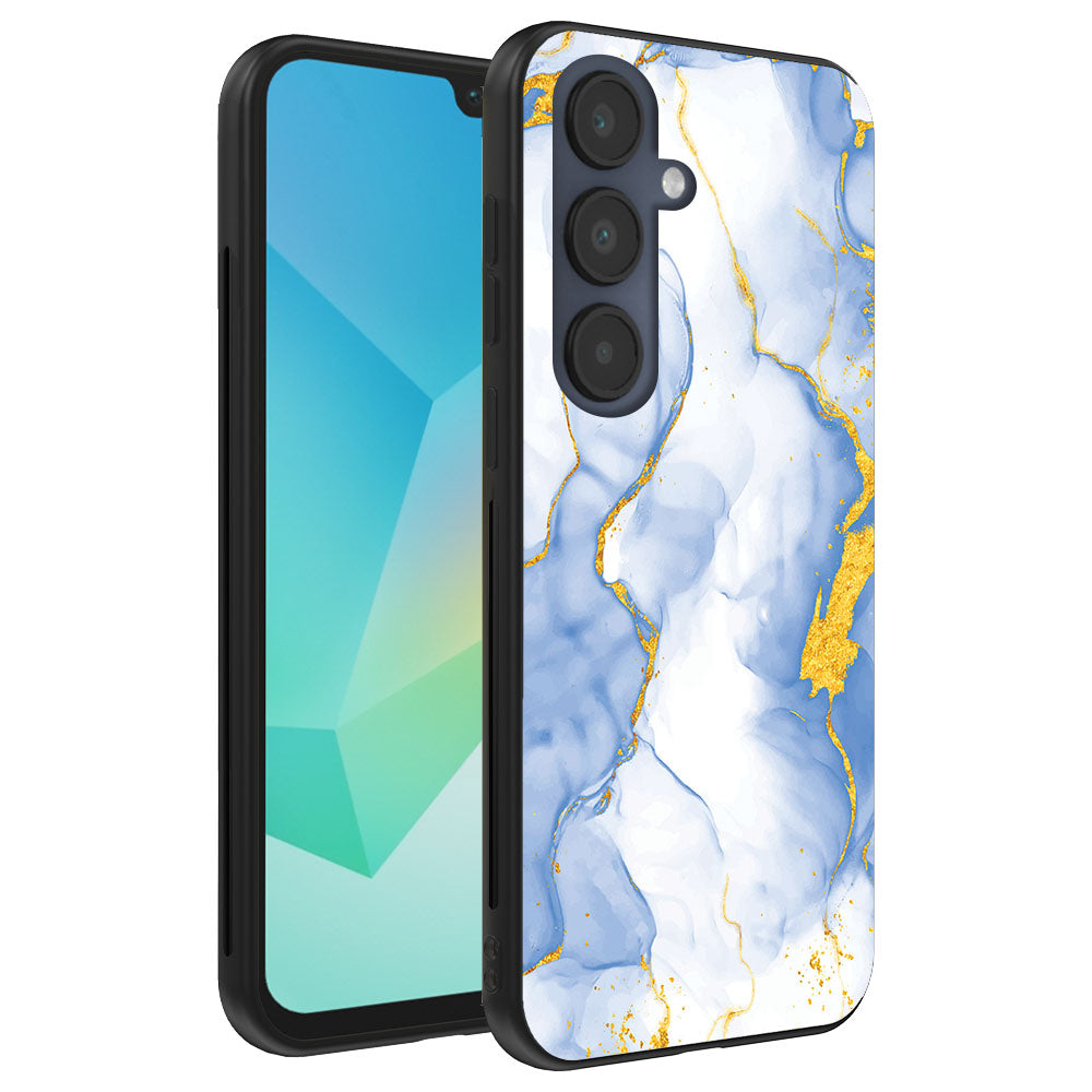 Telefoonhoesje
  Geschikt voor Samsung Galaxy A16 met Lichtblauw Goud Marmer Opdruk - TPU
  Backcover Case Lightblue Gold Marble Design