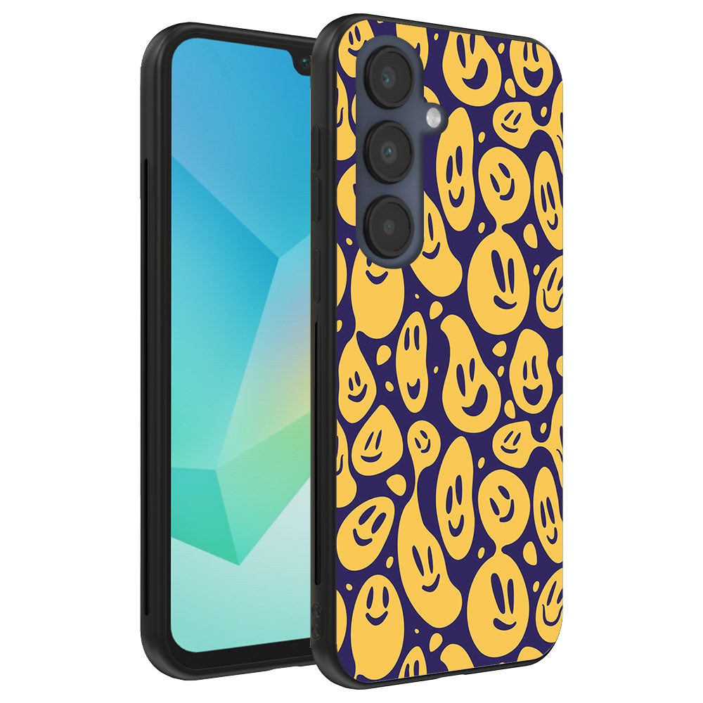 Telefoonhoesje
  Geschikt voor Samsung Galaxy A16 met smiley opdruk - TPU backcover case emoji
  design - Paars Geel