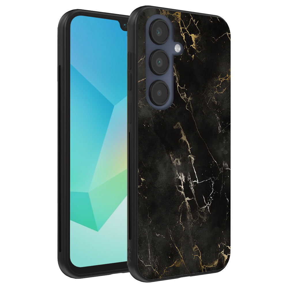 Telefoonhoesje
  Geschikt voor Samsung Galaxy A16 met marmer opdruk - TPU backcover case black
  marble design - Zwart