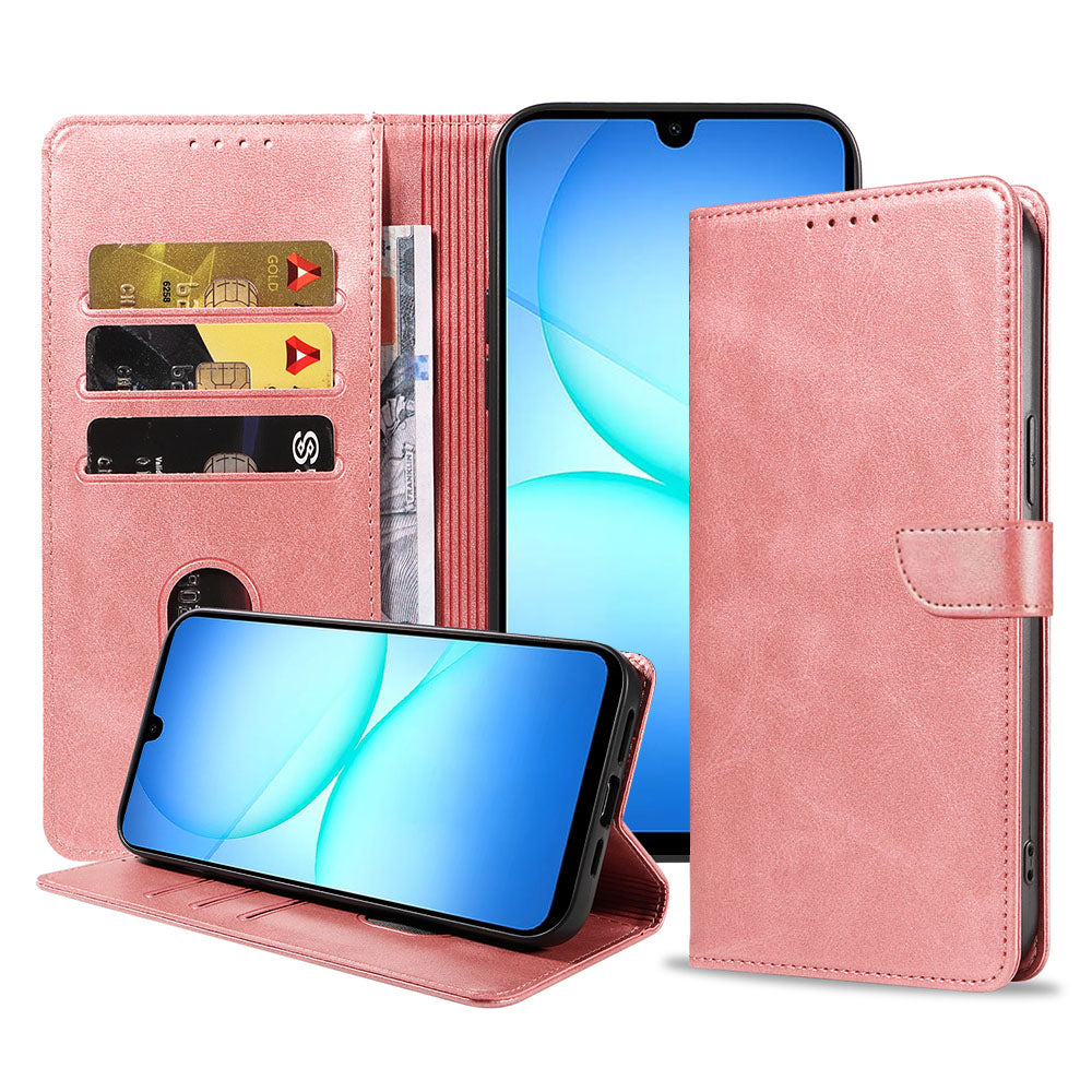 Geschikt voor Samsung Galaxy A17
  Telefoonhoesje Kunstleer met Magnetisch lipje en Pasjeshouder Book Case met
  Klepje - Walletcase with Cardslot - Rosé Goud - Smartphonica