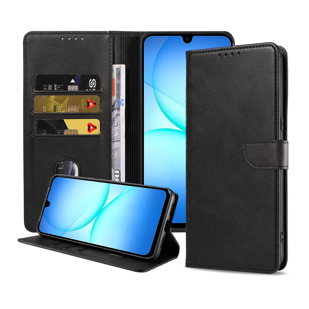 Geschikt voor Samsung Galaxy A17
  Telefoonhoesje Kunstleer met Magnetisch lipje en Pasjeshouder Book Case met
  Klepje - Walletcase with Cardslot - Zwart - Smartphonica