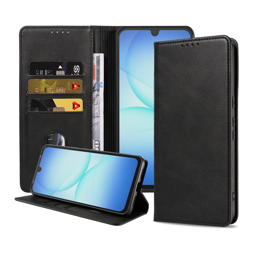 Geschikt voor Samsung Galaxy A17
  Telefoonhoesje Kunstleer met Magnetische sluiting en Pasjeshouder Bookcase
  met Klepje - Walletcase with Cardslot - Zwart - Smartphonica