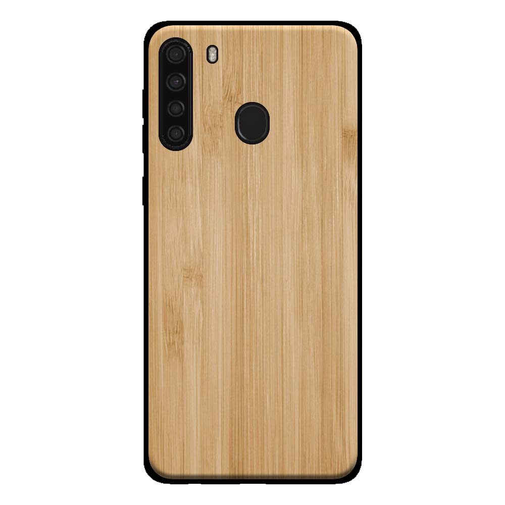 Telefoonhoesje voor Samsung Galaxy A21
  met houten look - backcover bamboo kunsthout hoesje - Bruin