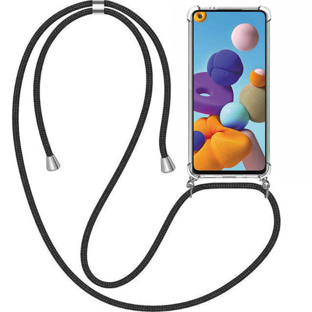 Telefoonhoesje Geschikt voor Samsung
  Galaxy A21 met Koord en Stootrand - TPU Backcover Shockproof met Lanyard -
  Smartphonica