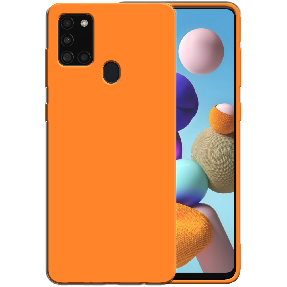 Siliconen hoesje voor Samsung Galaxy A21s  case met zachte binnenkant - Oranje