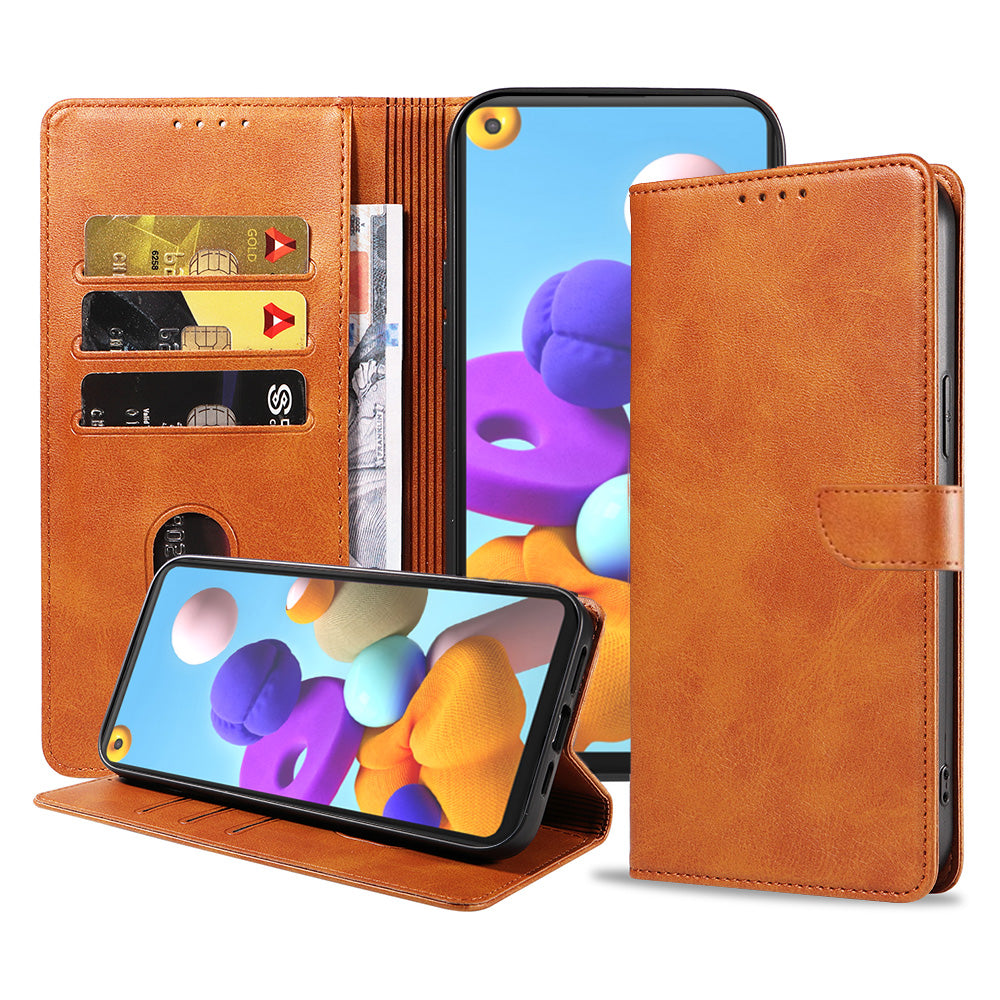 Geschikt voor Samsung
  Galaxy A21s Telefoonhoesje Kunstleer met Magnetisch lipje en Pasjeshouder
  Book Case met Klepje - Bruin - Smartphonica