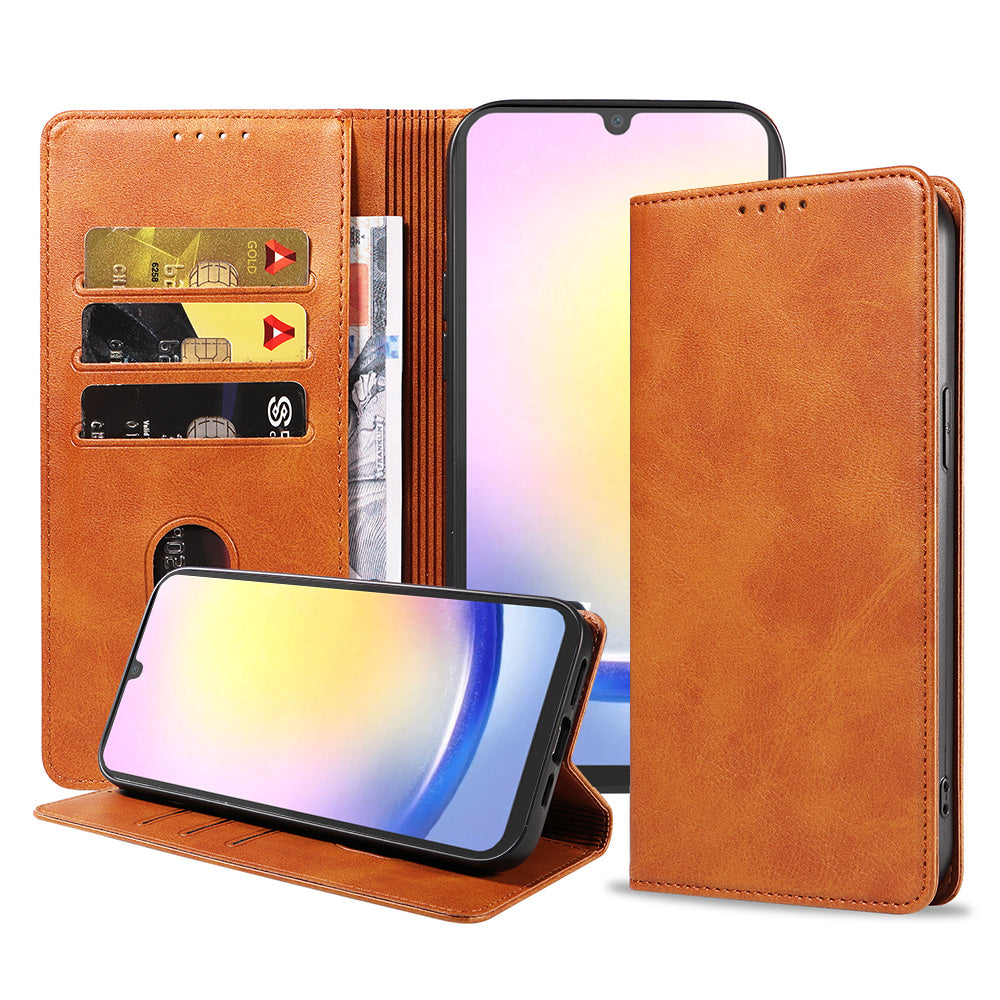 Telefoonhoesje Geschikt voor Samsung
  Galaxy A25 Kunstleer met Magnetische sluiting en Pasjeshouder Bookcase met
  Klepje - Bruin