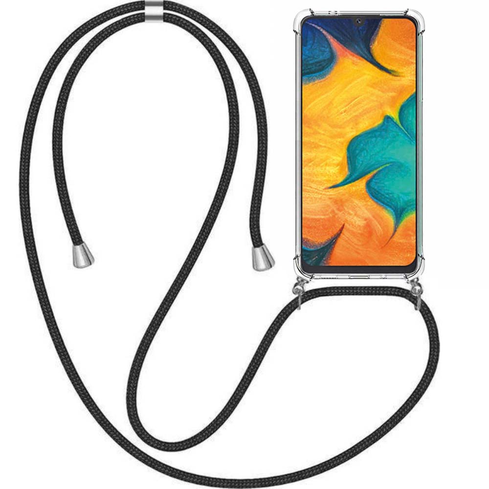Telefoonhoesje Geschikt voor Samsung
  Galaxy A30 met Koord en Stootrand - TPU Backcover Shockproof met Lanyard -
  Smartphonica