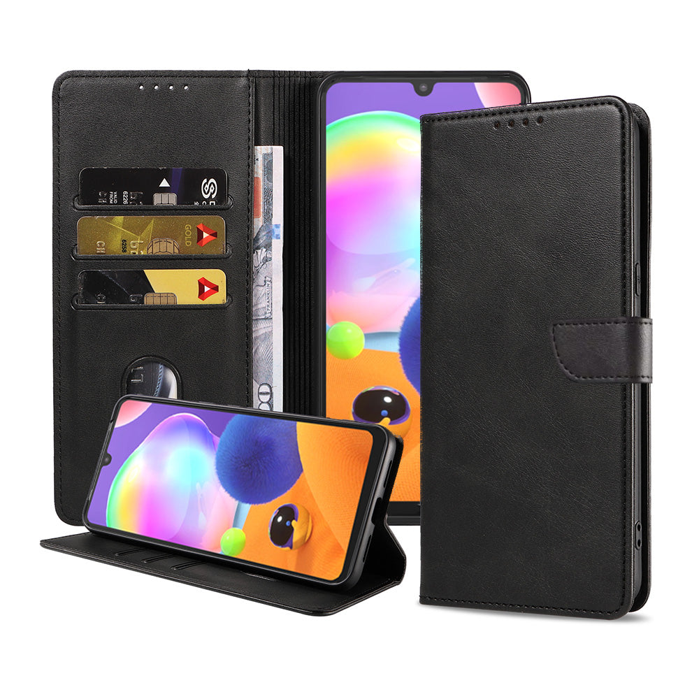 Geschikt voor Samsung Galaxy A31
  Telefoonhoesje Kunstleer met Magnetisch lipje en Pasjeshouder Book Case met
  Klepje - Zwart - Smartphonica