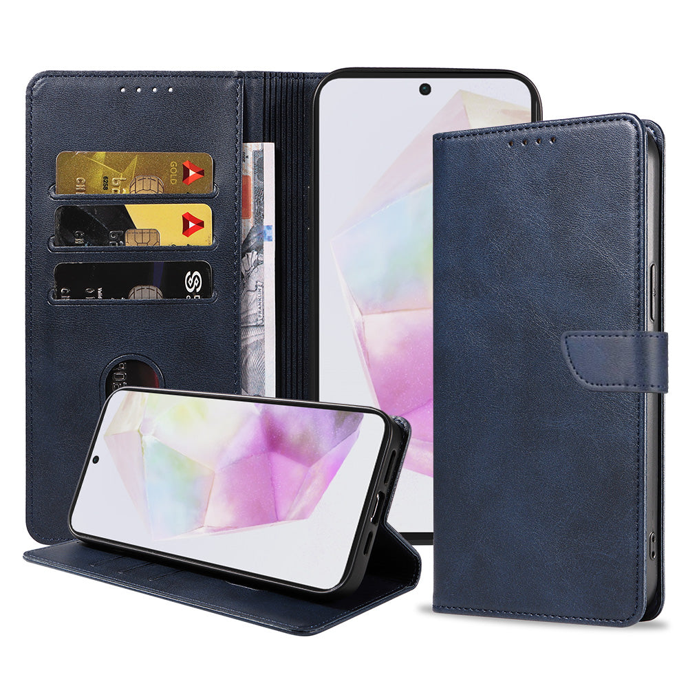 Geschikt voor Samsung Galaxy A35
  Telefoonhoesje Kunstleer met Magnetisch lipje en Pasjeshouder Book Case met
  Klepje - Blauw - Smartphonica