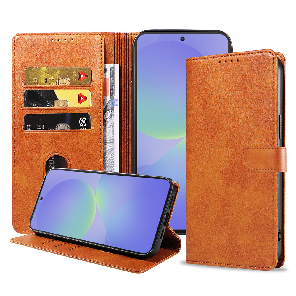 Geschikt voor Samsung Galaxy A36
  Telefoonhoesje Kunstleer met Magnetisch lipje en Pasjeshouder Book Case met
  Klepje - Bruin - Smartphonica