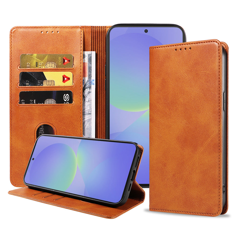 Telefoonhoesje Geschikt voor Samsung
  Galaxy A36 Kunstleer met Magnetische sluiting en Pasjeshouder Bookcase met
  Klepje - Bruin