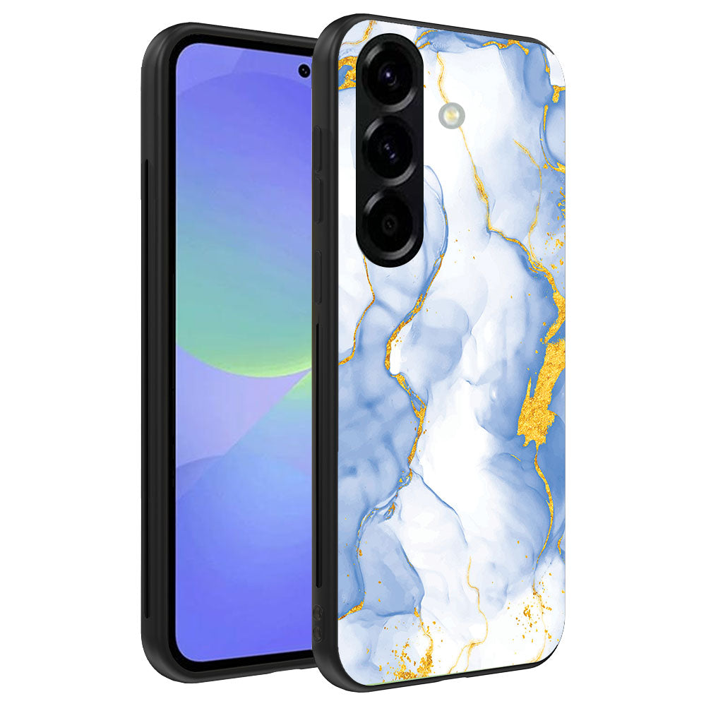 Telefoonhoesje
  Geschikt voor Samsung Galaxy A36 met Lichtblauw Goud Marmer Opdruk - TPU
  Backcover Case Lightblue Gold Marble Design