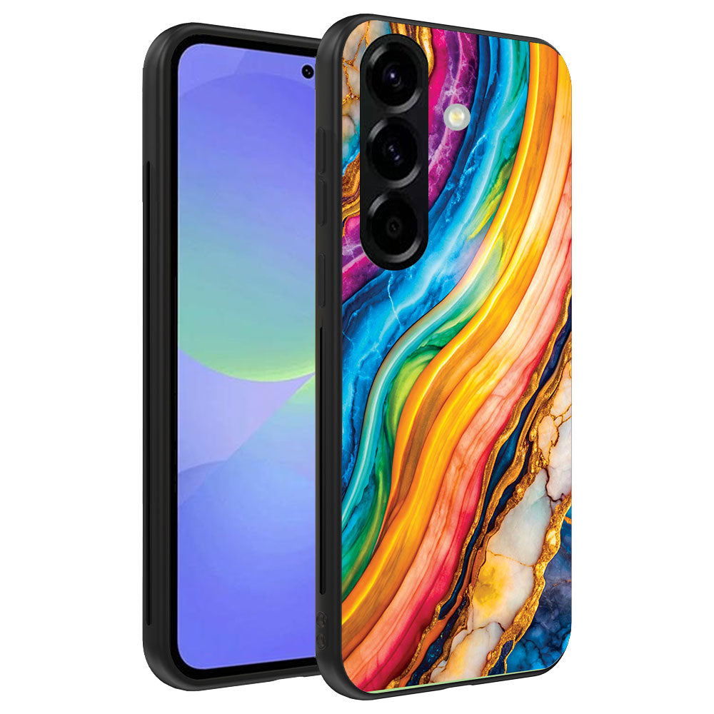 Telefoonhoesje
  Geschikt voor Samsung Galaxy A36 met Regenboog Goud Marmer Opdruk - TPU
  Backcover Case Rainbow Gold Marble Design
