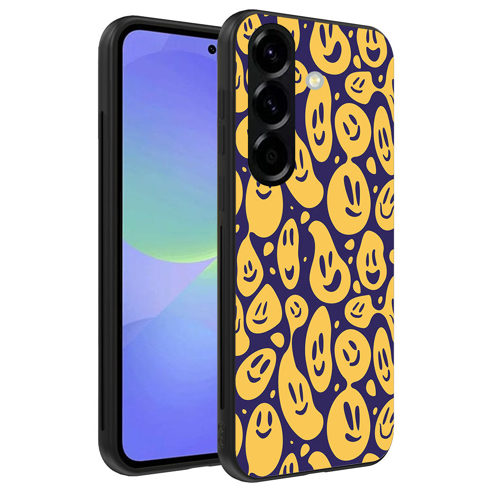 Telefoonhoesje
  Geschikt voor Samsung Galaxy A36 met smiley opdruk - TPU backcover case emoji
  design - Paars Geel