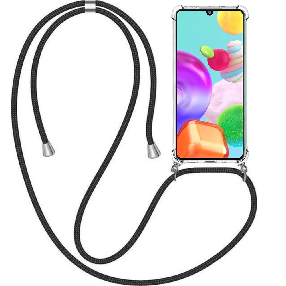 Telefoonhoesje Geschikt voor Samsung
  Galaxy A41 met Koord en Stootrand - TPU Backcover Shockproof met Lanyard -
  Smartphonica