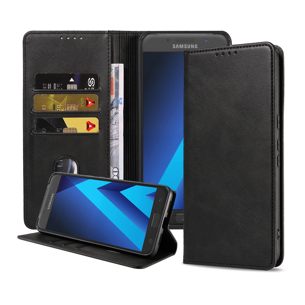 Samsung Galaxy A5 2017 kunstleren hoesje  met magnetische sluiting en pashouders book case - zwart
