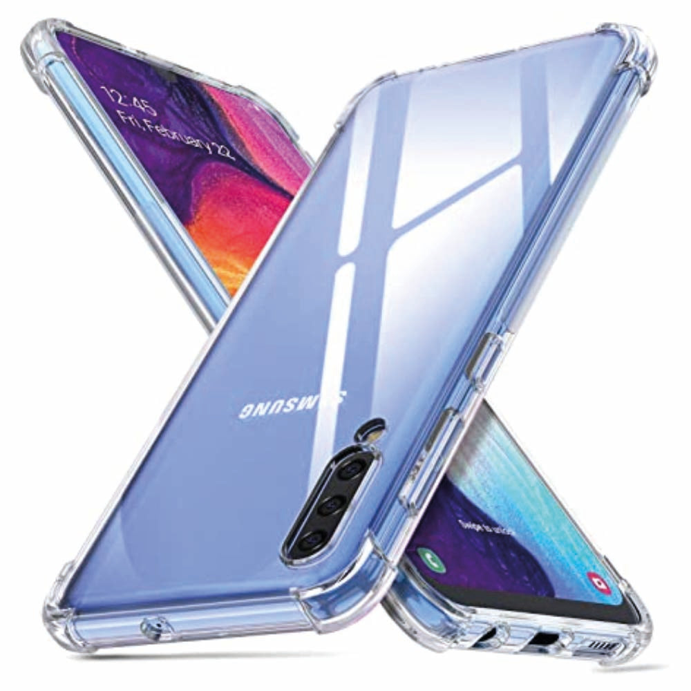 Telefoonhoesje Geschikt voor Samsung Galaxy A70s transparant  shockproof TPU siliconen hoesje met stootrand