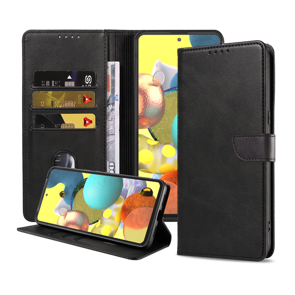 Geschikt voor Samsung Galaxy A51 5G
  Telefoonhoesje Kunstleer met Magnetisch lipje en Pasjeshouder Book Case met
  Klepje - Zwart - Smartphonica