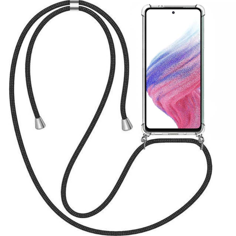 Telefoonhoesje Geschikt voor Samsung
  Galaxy A53 5G met Koord en Stootrand - TPU Backcover Shockproof met Lanyard -
  Smartphonica