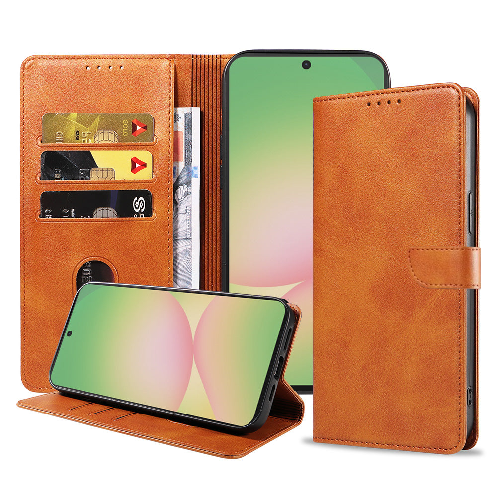 Geschikt voor Samsung Galaxy A56
  Telefoonhoesje Kunstleer met Magnetisch lipje en Pasjeshouder Book Case met
  Klepje - Bruin - Smartphonica