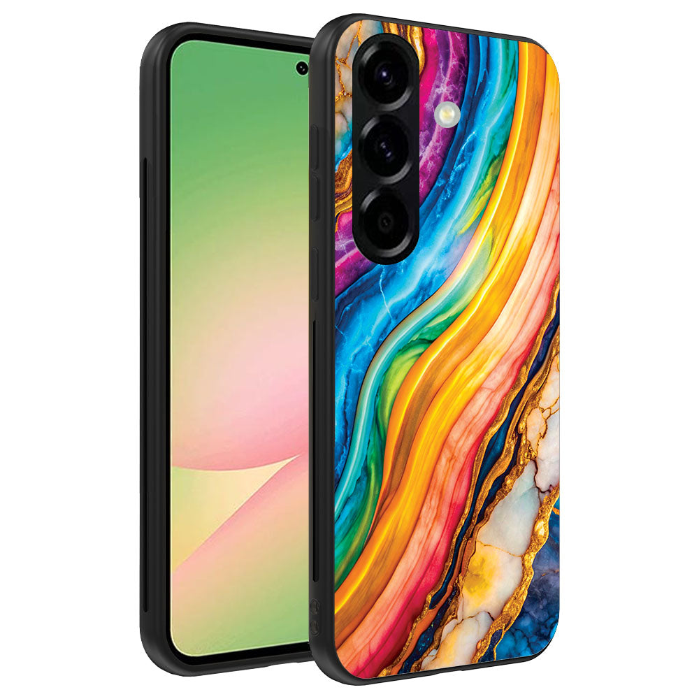 Telefoonhoesje
  Geschikt voor Samsung Galaxy A56 met Regenboog Goud Marmer Opdruk - TPU
  Backcover Case Rainbow Gold Marble Design