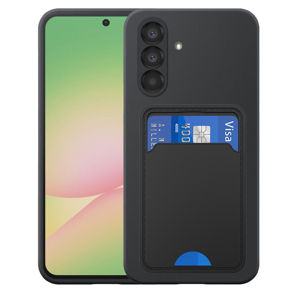 Geschikt voor Samsung Galaxy A56
  Telefoonhoesje met TPU Pasjeshouder - Flexible Back Cover Case Siliconen TPU
  with Cardslot - Zwart - Smartphonica