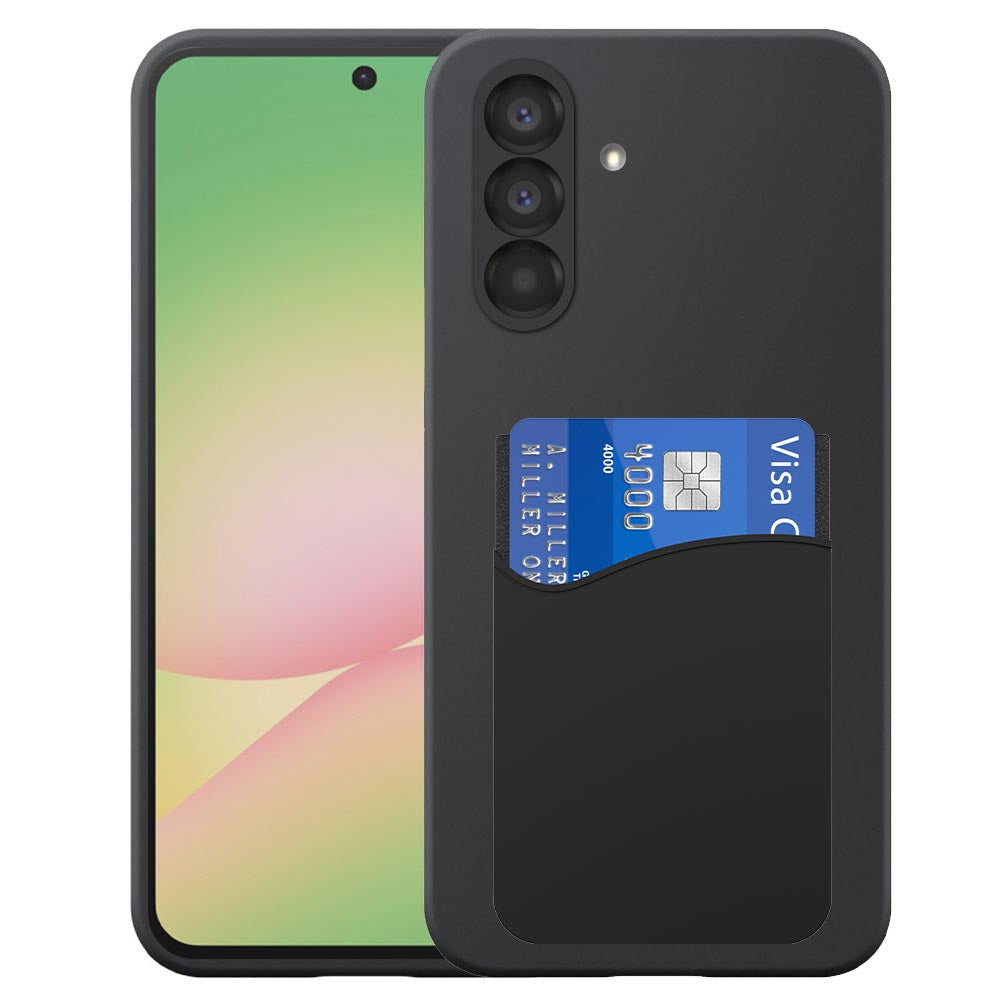 Geschikt voor Samsung Galaxy A56
  Telefoonhoesje met Siliconen Pasjeshouder - Flexible Back Cover Case
  Siliconen TPU with Silicone Cardslot - Zwart - Smartphonica