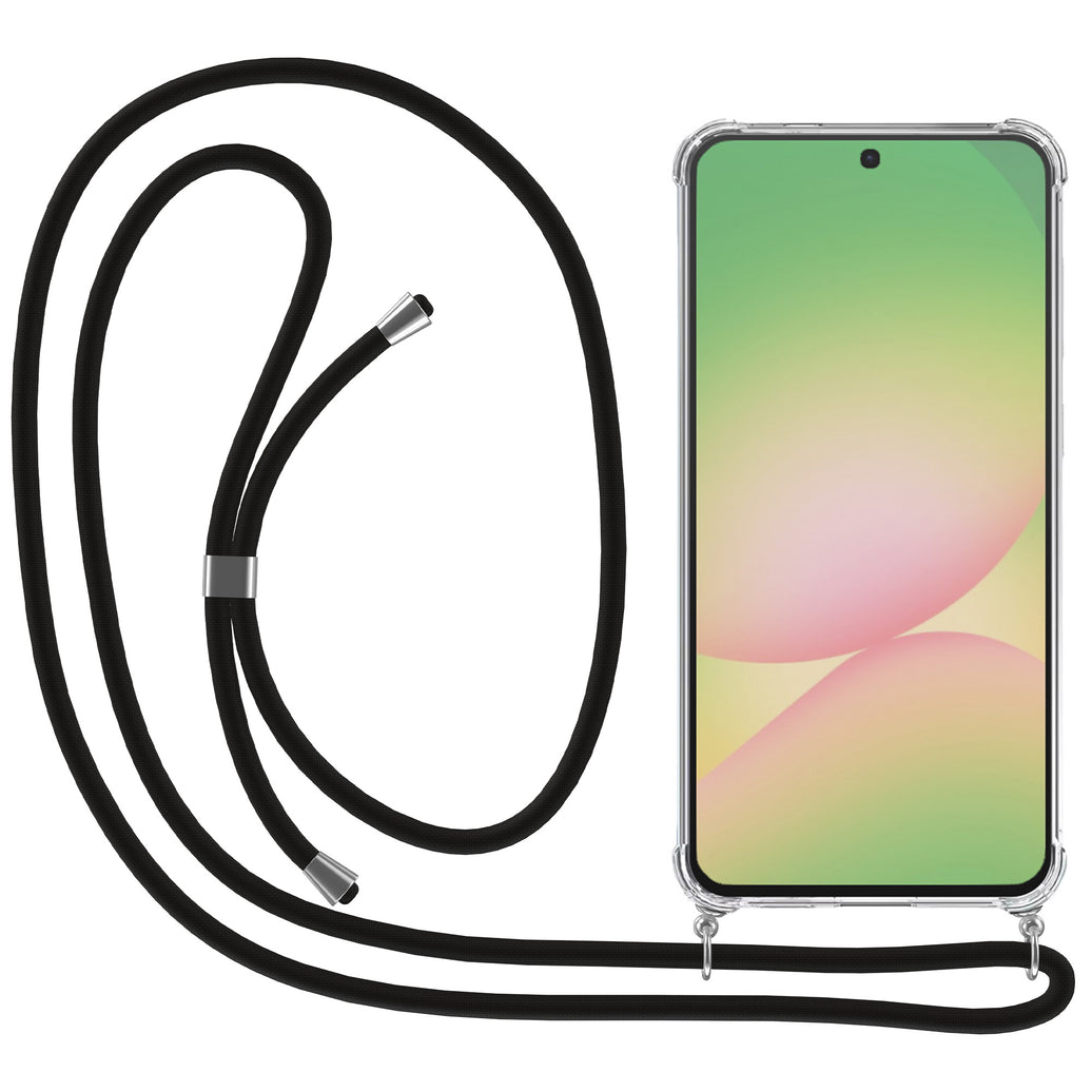 Telefoonhoesje
  Geschikt voor Samsung Galaxy A56 met Koord en Stootrand - TPU Backcover
  Shockproof met Lanyard - Transparant