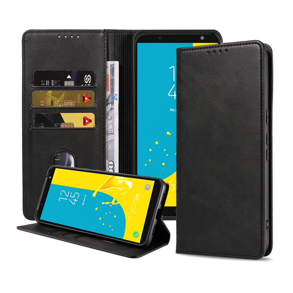 Telefoonhoesje geschikt voor Samsung
  Galaxy J6 (2018) kunstleren Hoesje met Magnetische sluiting en Pasjeshouders
  Book Case met Klepje - Zwart