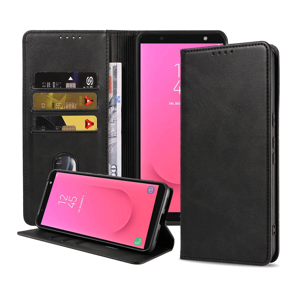 Telefoonhoesje geschikt voor Samsung
  Galaxy J8 (2018) kunstleren Hoesje met Magnetische sluiting en Pasjeshouders
  Book Case met Klepje - Zwart