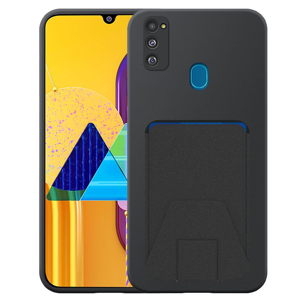Geschikt voor Samsung Galaxy M30S
  Telefoonhoesje met Verstelbare Leren Pasjeshouder - Flexible Back Cover Case
  Siliconen TPU with Adjustable Leather Cardslot - Zwart - Smartphonica