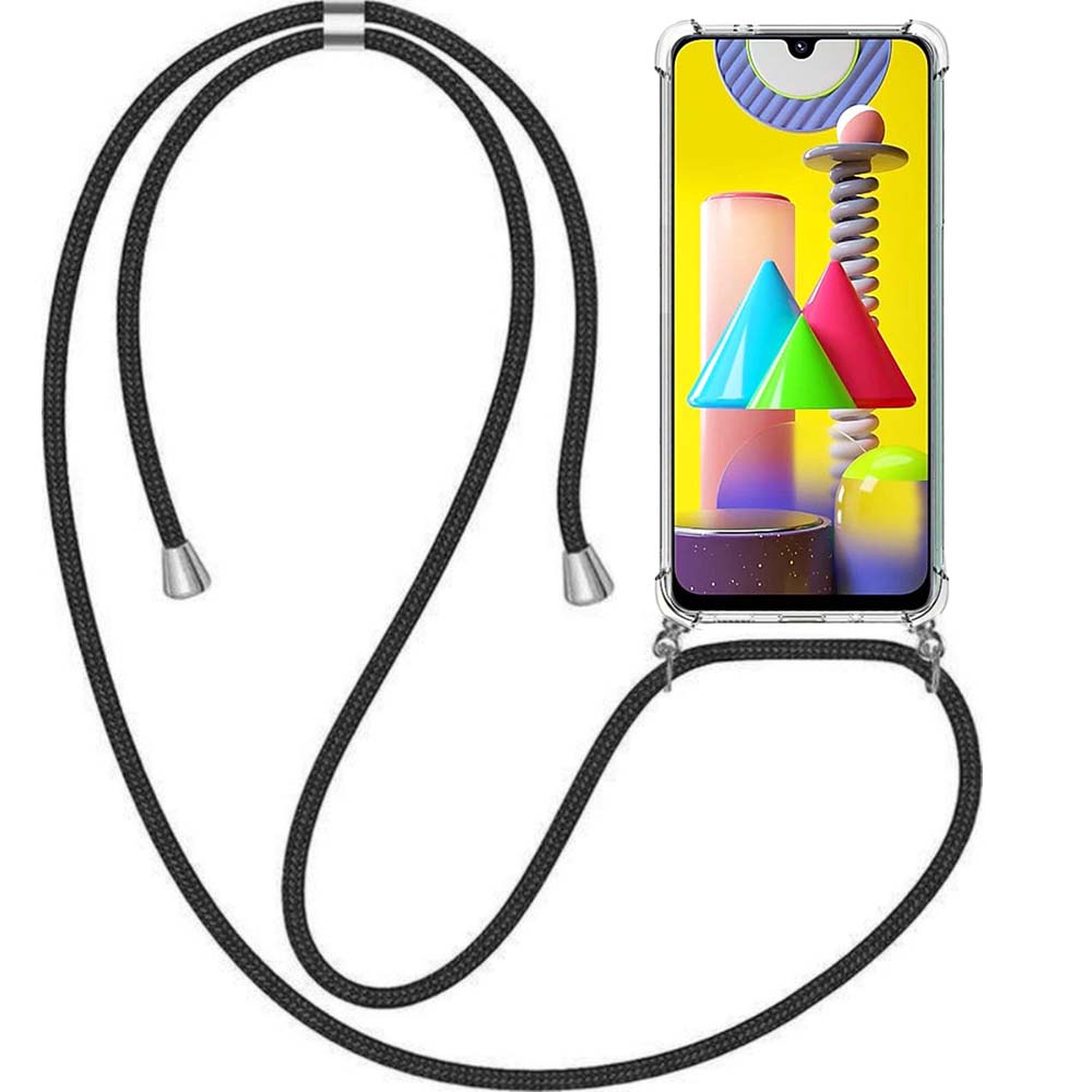 Telefoonhoesje Geschikt voor Samsung
  Galaxy M31 met Koord en Stootrand - TPU Backcover Shockproof met Lanyard -
  Smartphonica