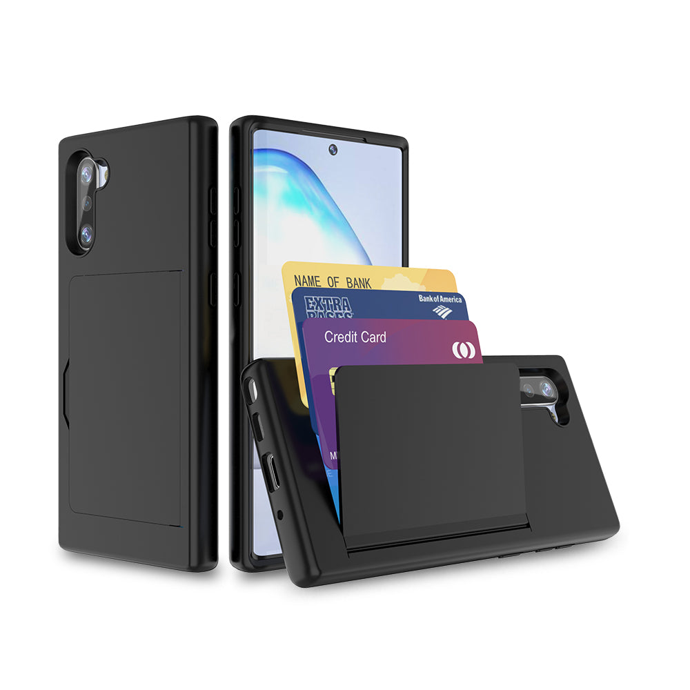 Telefoonhoesje Geschikt voor Samsung
  Galaxy Note 10 Plus sterk TPU met pasjeshouder - TPU strong case with card
  slot - Zwart